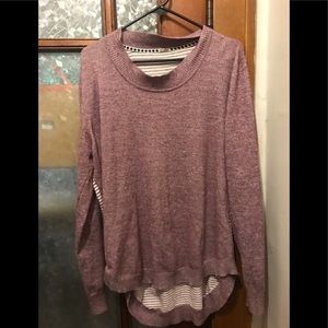 1X burgundy stripe sweater